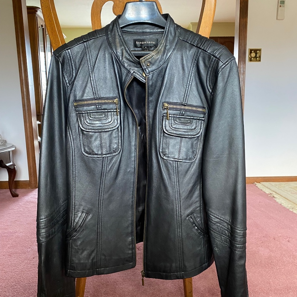Bagatelle distressed black leather jacket Women’s XL